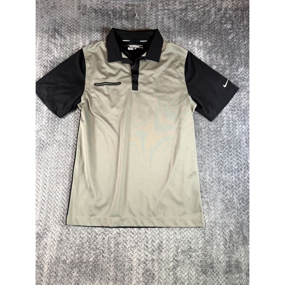 Nike Golf Tour Performance Dri Fit Polo Shirt Mens Small Gray Logo Short Sleeve